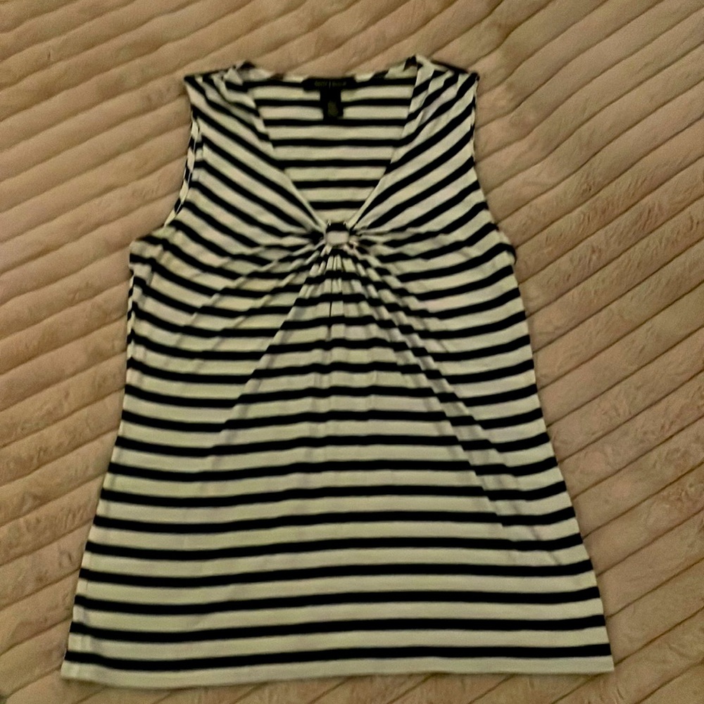 Women sleeveless Navy Blue Stripe Summer Top.